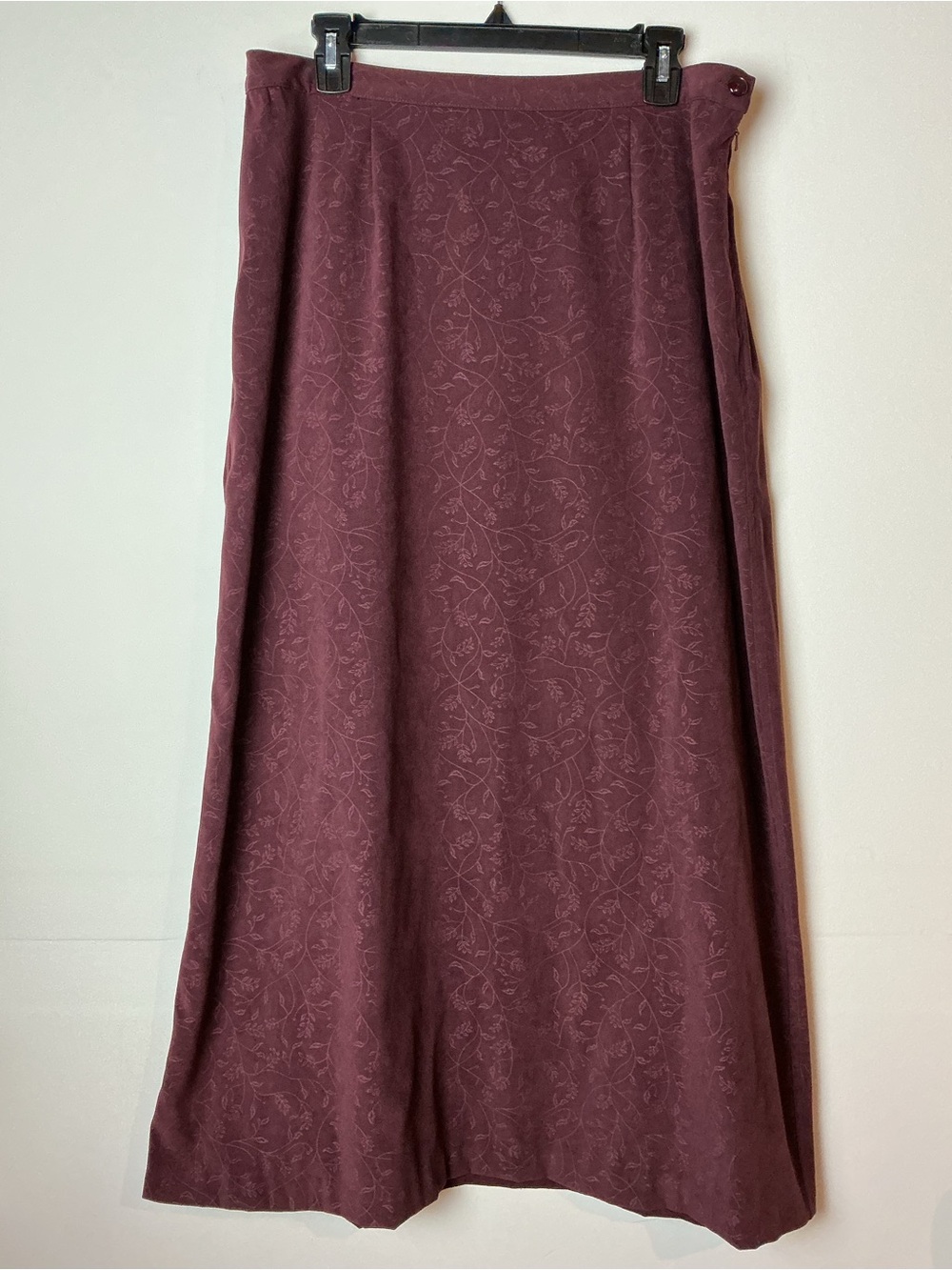 Vtg Christopher & Banks Maroon Jacquard Maxi Skirt Size 12 Y2K Floral Goblincore